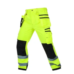 Men’s Multi Pocket Fluorescent Reflective ANSI Class 2 Work Pants Sturdy Engineering Safety Customized Logo High visibility Four