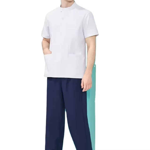 Men's Nurse Uniform Set with Split Short Sleeves and Breathable Fabric