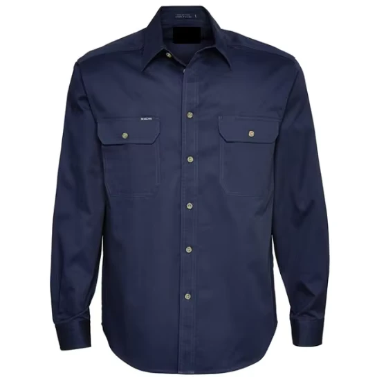 Men's OEM Custom Embroidered printed Logo Regular Fit Solid UV Protection Full Button Work Shirt