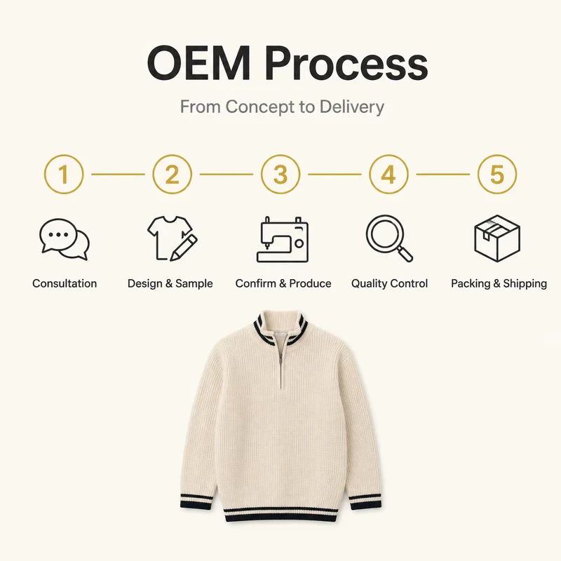 Men's Organic Cotton Knit Sweater Beige Crewneck Pullover Manufacturer