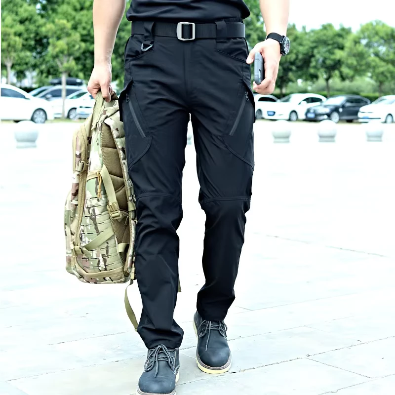 Men's Outdoor Tactical Pants Multipocket Wear-Resistant Stretch Cargo Commuter Trousers