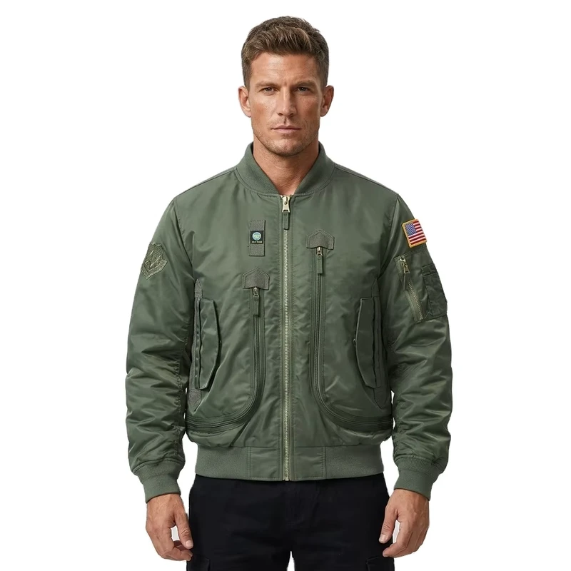 Men's Pilot Baseball Jacket, Tactical Camouflage Coat