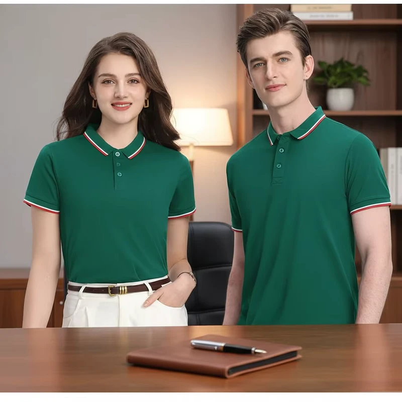 Men's Polo Shirt Custom Embroidered Logo Solid Pattern Knitted Workwear Uniform
