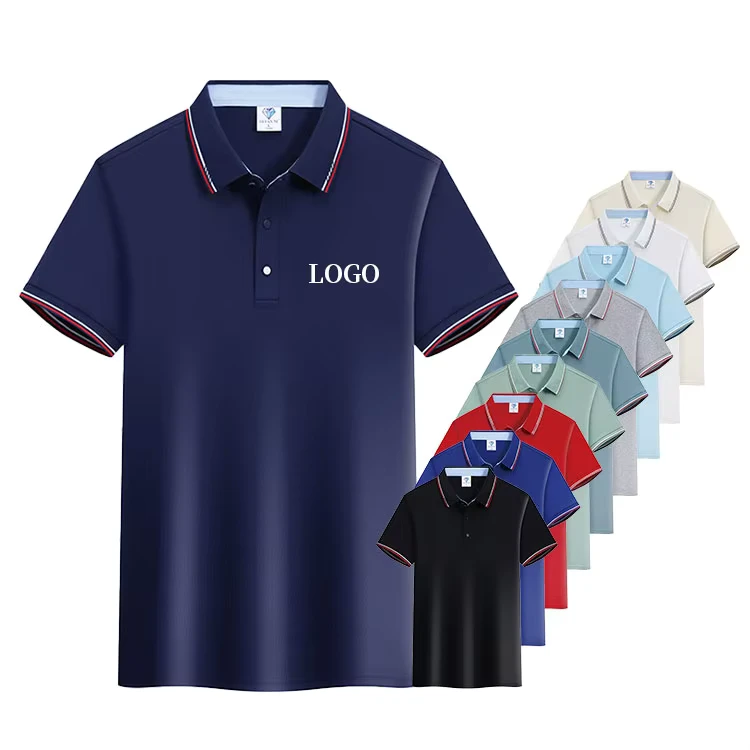 Men's Polo Shirt Embroidered Custom Collar T shirt Golf Solid Color Collar Shirt Breathable Fast Drying Comfortable