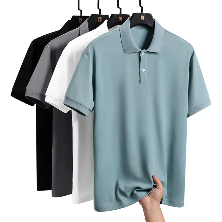Mens-Polo-Shirt-Solid-Color-Casual-Thin-Lapel-T-Shirt-Ice-Sense-Breathable-Top-Short-Sleeve-Half-Sleeve