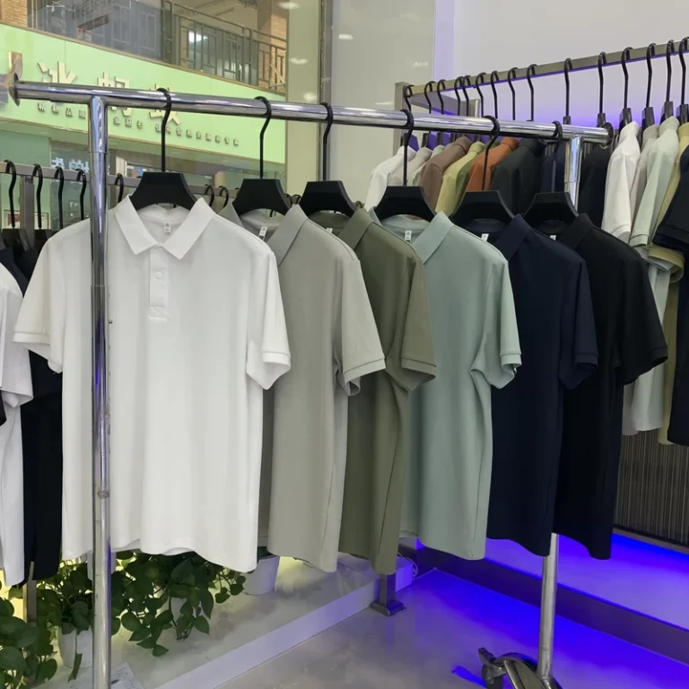 Mens-Polyester-Cotton-Breathable-Printed-Short-Sleeve-Polo-Shirt-Business-Casual