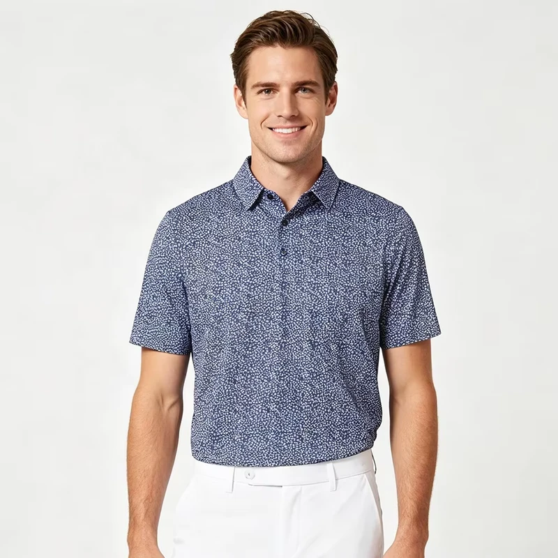 Men's Polyester-Cotton Golf Polo Shirt, Breathable, UPF 50+