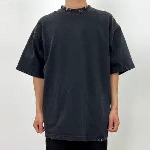 Men’s Polyester Cotton T-Shirt Custom Logo Embroidery Washed Vintage Finish Manufacturer