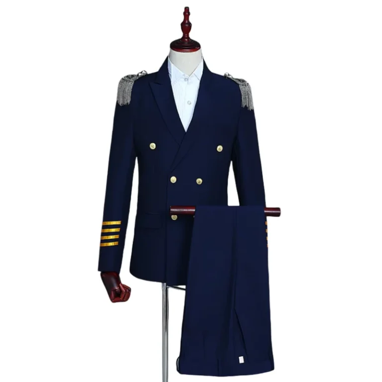Mens-Polyester-Nylon-Blazer-Suit-Captain-Officer-Sailor-Pilot-Costume