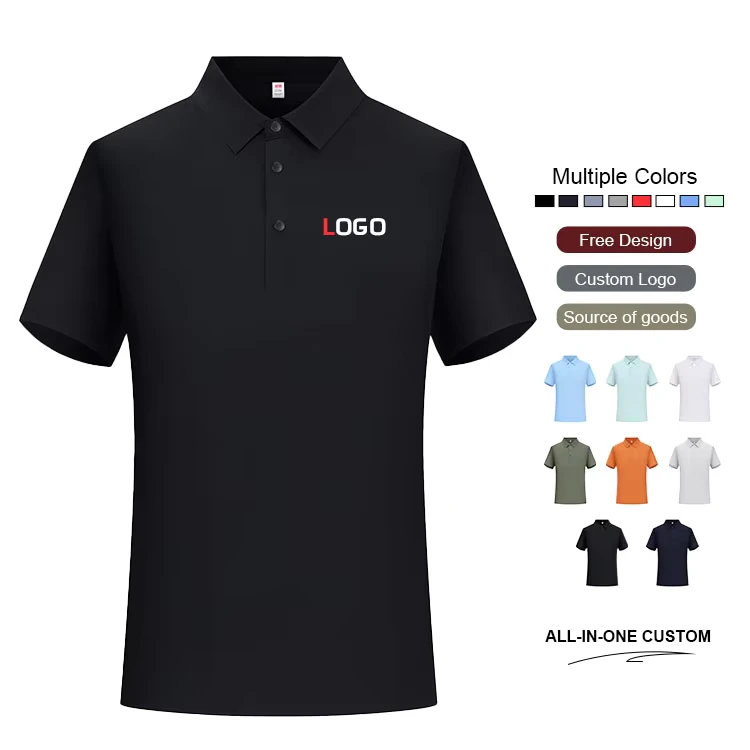Men's Quick-Dry Nylon-Spandex Golf Polo Shirt, Breathable, Outdoor Sport and Work Uniform