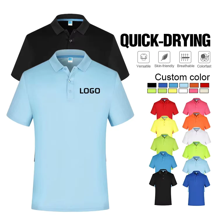 Men's Quick Dry Short Sleeve Golf Polo Shirt Sports Work Uniform Embroidery
