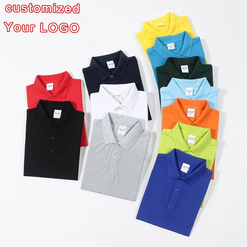 Men's Quick Drying Polyester for Polo Shirts with Custom Embroidery Logo Solid Pattern Work Golf Shirt Anti Pilling Team Uniform