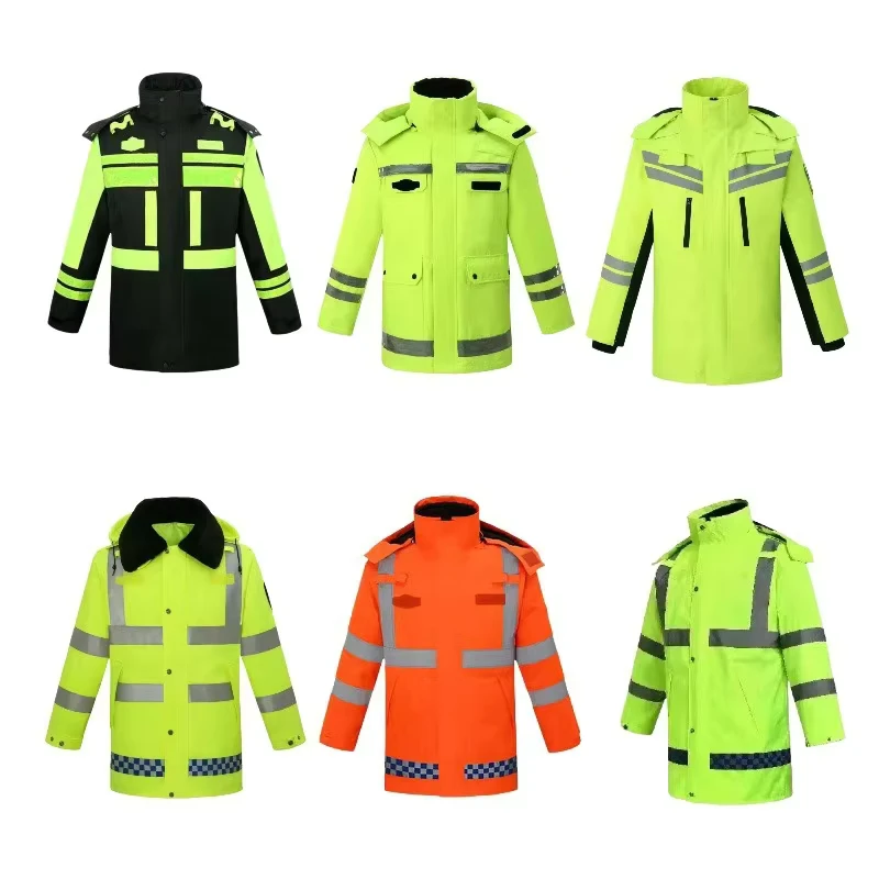 Men's Reflective Emergency Rescue Jacket Work Wear Winter Fleece Coat Waterproof Hi Vis Uniform
