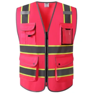 Men’s Reflective Vest Security Red Safety Vest Roadway Working Class 2 Safety Security Jacket Vest