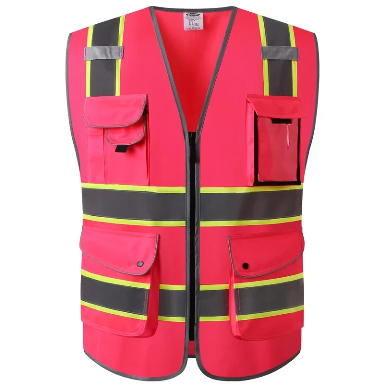 Mens-Reflective-Vest-Security-Red-Safety-Vest-Roadway-Working-Class-2-Safety-Security-Jacket-Vest