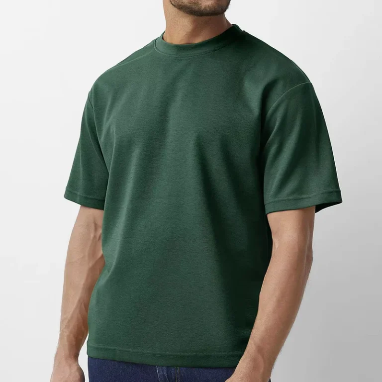 Mens-Regular-Fit-Solid-Green-100-Cotton-Knitted-O-Neck-Short-Sleeve-Blank-Digital-Printing-Casual-T-Shirt