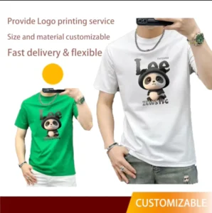 Men’s Regular Sleeve Silk Screen Printed Embossed Anime Character T-Shirt Quick-Dry