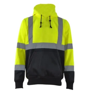 Men’s Safety Jacket with Hi Vis Hood Fleece Sweatshirt Reflective Workwear