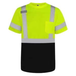 Men’s Safety Reflective Stripes T Shirt High Vis Polyester Polo Custom Logo Short Sleeves Workwear