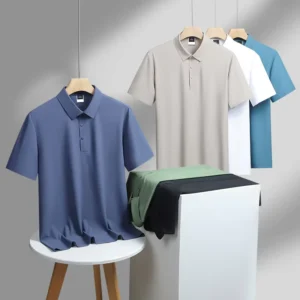 Men’s Seamless Solid Color Ice Silk Quick Dry Breathable Short Sleeve Polo Shirt