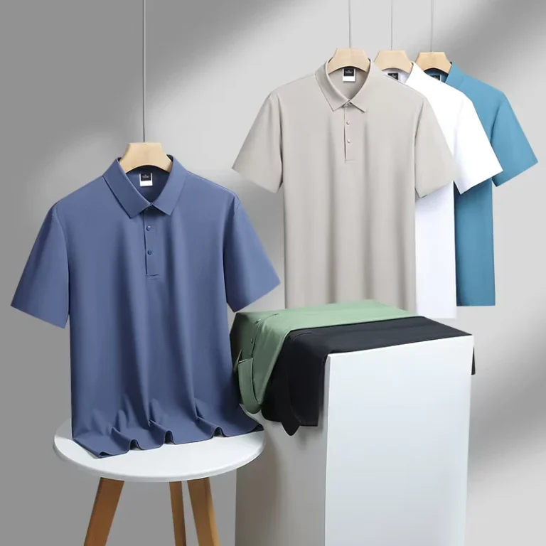 Mens-Seamless-Solid-Color-Ice-Silk-Quick-Dry-Breathable-Short-Sleeve-Polo-Shirt
