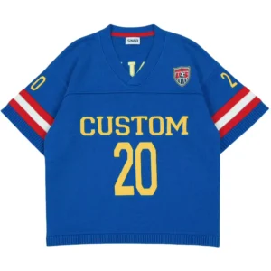 Men’s Short-Sleeve Football Sweater V-Neck Summer Knit Jersey