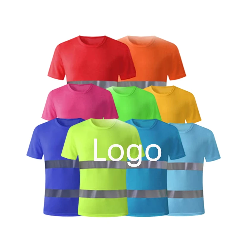 Men's Short-Sleeve High-Visibility Reflective Safety Workwear Polo Shirt Custom Logo