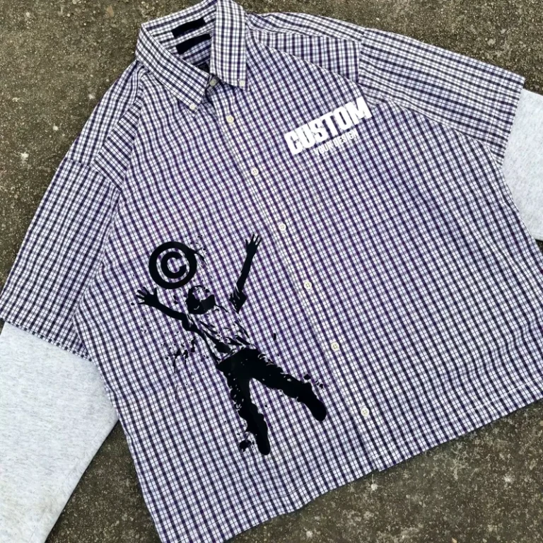 Mens-Short-Sleeve-Shirt-Screen-Print-Oversize-Button-Collar-Striped-Boxy-Cropped