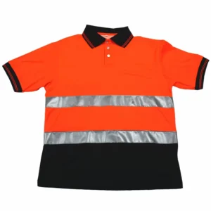Mens Short Sleeve Work Shirt Orange Hi Vis Safety Protection Dry Fit Construction Breathable Polyester Plus Size Available