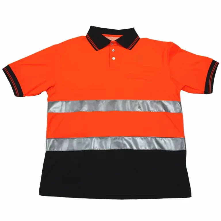 Mens-Short-Sleeve-Work-Shirt-Orange-Hi-Vis-Safety-Protection-Dry-Fit-Construction-Breathable-Polyester-Plus-Size-Available
