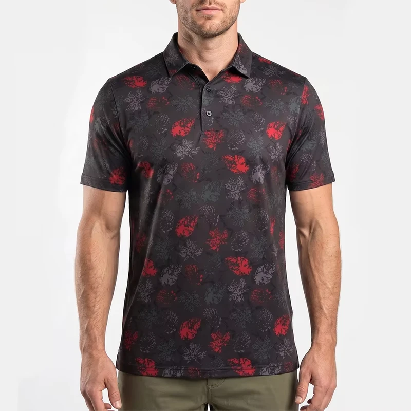 Men's Short Sleeved Black Golf Polo Shirts Solid Color Business Casual Lapel Embroidery Logo T Shirts Polo Shirts