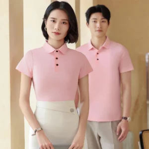 Men’s Short-Sleeved Pure Cotton Polo Shirt with Lapel Double-Sided Pique Fabric