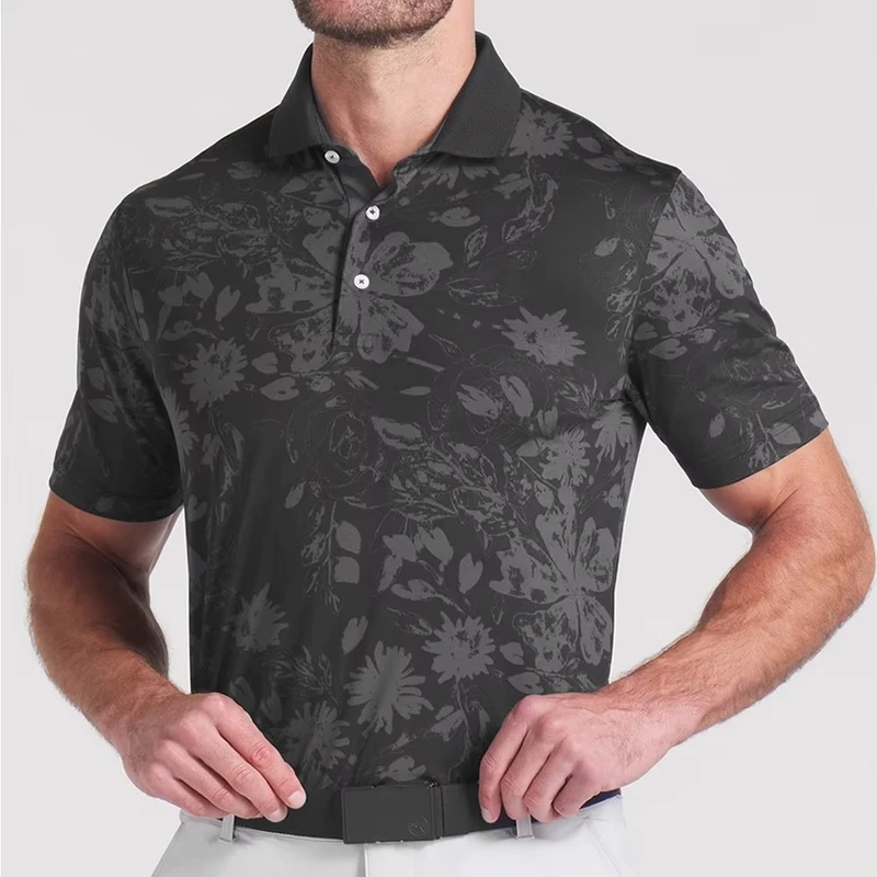 Men's Short Sleeved T Shirt Solid 3D Printed Golf Clothing Sun Protection Breathable Polo