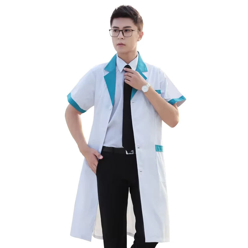 Men's Short Sleeved Women's Long Sleeved Pharmacy Beauty Salon Work Clothes White Coat Uniforms for Doctors Nurses Hospital