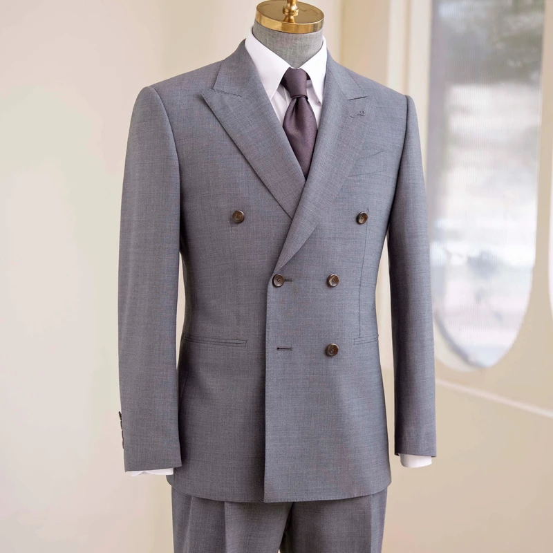 Men's Single Breasted Wedding Suit Wool V-Neck Collar Bespoke Design Plus Sizes Custom Blazer