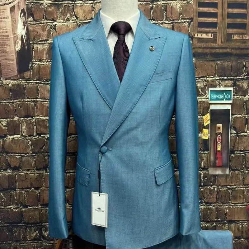 Men's Slim Fit 2 Piece Suit Jacket Pants Suit Blazer Pants Lapel Lattice Wedding Leisure Clothing Business Suitable