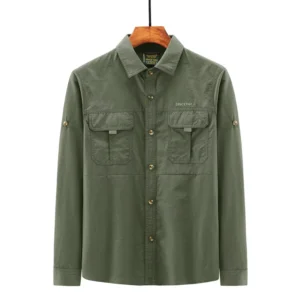 Men’s Slim Fit Autumn Nylon Work Shirt Custom Logo Style With Muscle Pattern Classic XL Sizes Available