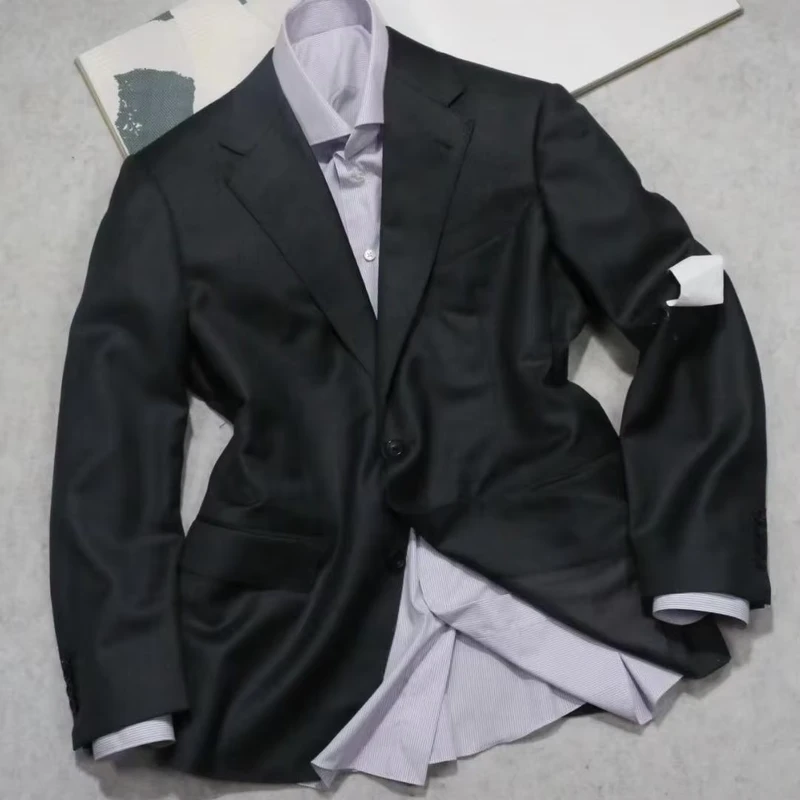 Men's Slim Fit Italian Style Wool Single Breasted Business Wedding Suit 2 Piece Custom Blazer Pants
