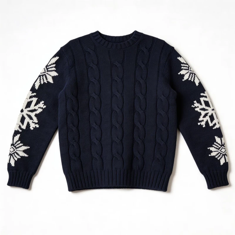 Men's Slim-Fit Polyester Cotton Pullover Sweater with Mandarin Collar