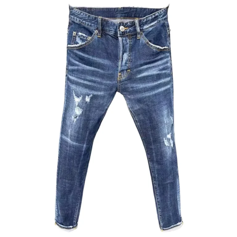 Mens-Slim-Patch-Stretch-Jeans-Blue-Skinny-Denim-Trousers