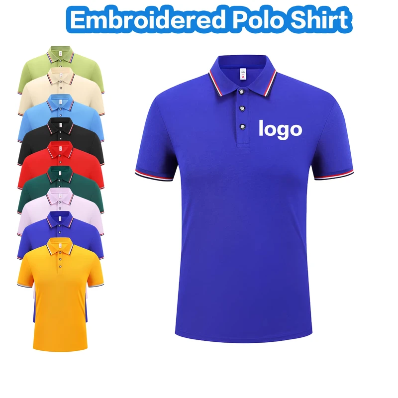 Men's Solid Color Polo Shirt Custom Logo Customizable Design