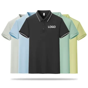 Men’s Solid Color Polo Shirt Embroidered European Size Golf Work Shirt