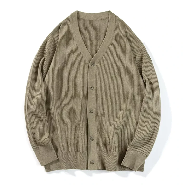 Mens-Spring-Autumn-Loose-Fit-Hollow-V-Neck-Cardigan-Sweater-Anti-Shrink-Knitwear