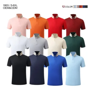 Men’s Stand Collar Polo Shirt Golf Work Uniform Embroidery