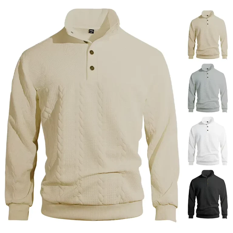 Mens-Stand-Collar-Quarter-Zipper-Regular-Edition-Winter-Series-Vintage-Casual-Long-Sleeve-Sweatshirt
