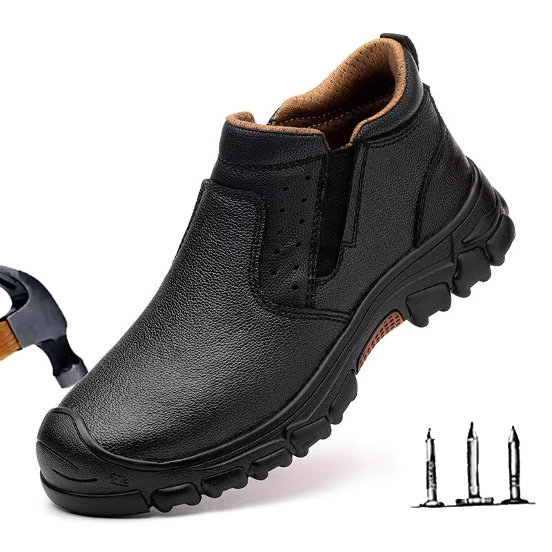 Men's Steel Toe Anti-Puncture Safety Work Shoes for Construction and Factory Use