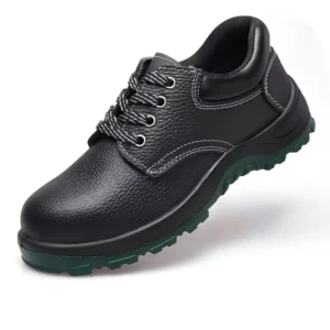 Men’s Steel Toe Safety Shoes Anti smash Anti puncture Work Shoes Cowhide Upper Anti Slip PU Sole for Construction Factory
