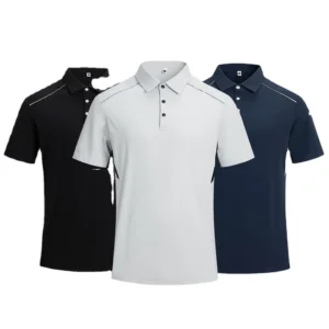 Men’s Stretchable Breathable Quick Dry Summer Work Shirt with Printed Custom Logo Front Short Sleeve Workwear Polo T Shirts