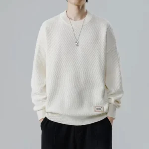 Men’s Striped Knitted Sweater for Winter Solid and Print Patterns Autumn Spring Anti Wrinkle Feature OEM Service Available
