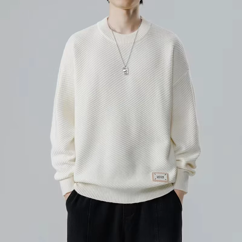 Men's Striped Knitted Sweater for Winter Solid and Print Patterns Autumn Spring Anti Wrinkle Feature OEM Service Available